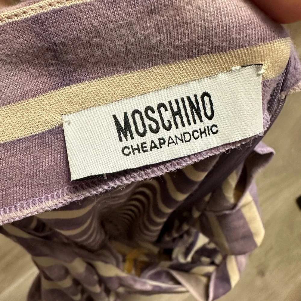 Y2K Moschino Cheap Chic Ciao Purple White Striped Cotton Jersey Sleeveless Dress - Picture 8 of 9